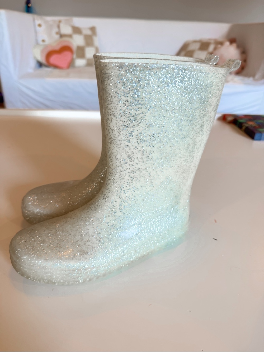 H&M Kids Glitter Rain Boots - White/Silver Sparkle